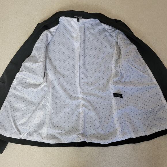 Express Women's 8 Charcoal Gray Suit Jacket Blazer Single Breasted 1 Button - Picture 7 of 16